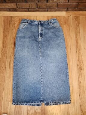 Classic Light Blue Denim Midi Skirt St Johns Bay Size 12 Western